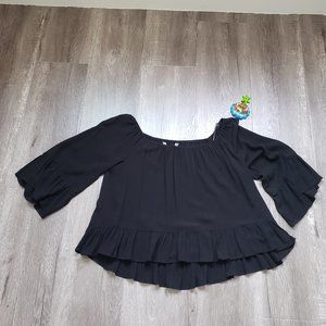 Zara Solid Ruffle Crop Top _Off Shoulder